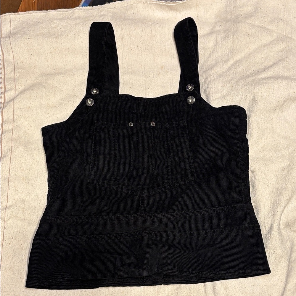 Eve Midnight Black Corduroy Crop Top